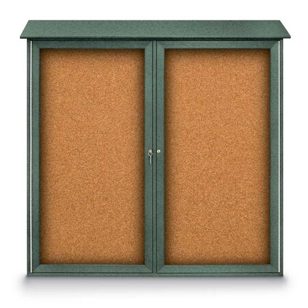 United Visual Products Indoor Enclosed Combo Board, 48"x36", Satin Frame/Green & Blue Spruce UVCB4836-GREEN-BLSPRU